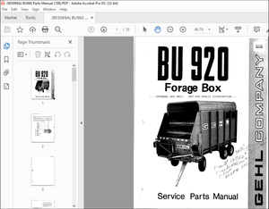 Gehl BU 920 Forage BOX Service Parts Manual(901938) – PDF DOWNLOAD