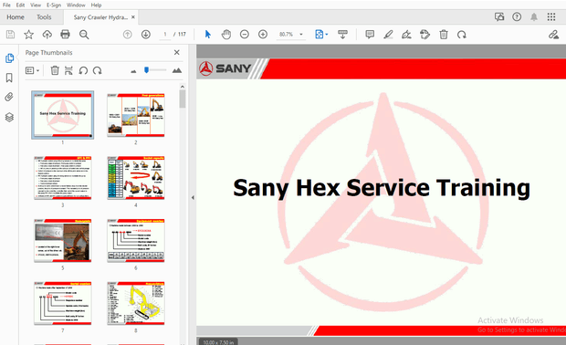 Sany Hex Service Training Manual – PDF DOWNLOAD