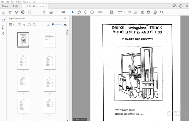 Drexel SwingMast Truck SLT 22 &amp; SLT 30 Parts Manual - PDF DOWNLOAD
