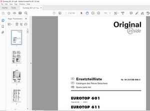 Pottinger Tractor EUROTOP 601 EUROTOP 611 Spare parts list Manual – PDF DOWNLOAD