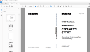 KCM 62Z7/67Z7/67TM7 Wheel Loader(Operation Performance Troubleshooting 4HK1 Engine Shop Manual PDF