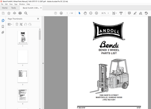 Bendi Landoll Forklift 3 Wheel Parts List Manual F-443-0707 – PDF DOWNLOAD