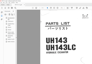 Hitachi Hydraulic Excavator UH143 UH143LC Parts List Manual(EP157-4-3) – PDF DOWNLOAD
