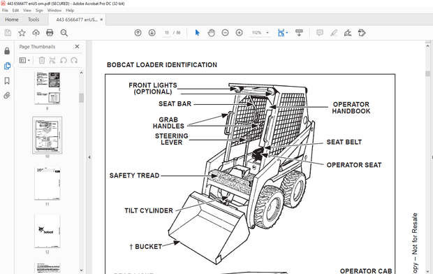 Bobcat 443 Loader Operation &amp; Maintenance Manual 6566477 – PDF DOWNLOAD