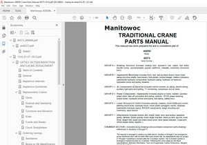 Manitowoc Traditional Crane 4000W Parts Manual SN 40373 – PDF DOWNLOAD