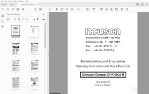 Wacker Neuson Compact Dumper DHK 6002 H Operation &amp; Parts Manual - PDF DOWNLOAD