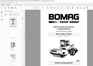 Bomag Rodillo Autopropulsado BW 211 D-40 PD-40 BW 212 D-40 PD-40 BW 213 D-40 PD-40 servicio Manual 