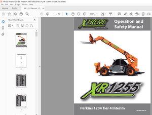 XTREME Telehandler XR1255 Perkins 1204 Tier 4 Interim Operation &amp; Safety Manual PDF