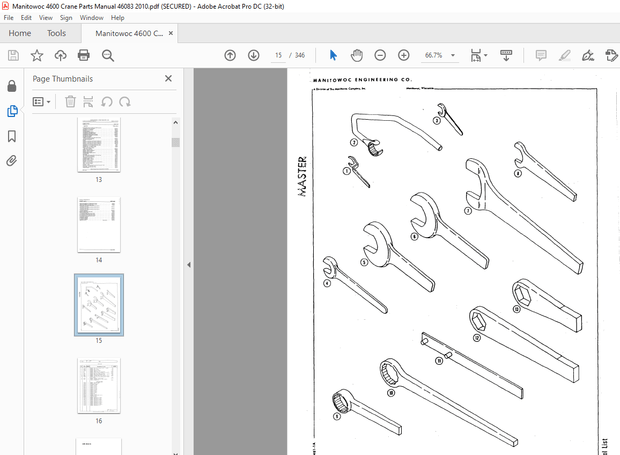Manitowoc Crane 4600 Parts Manual 46083 PDF