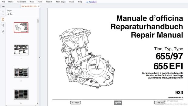1997 Aprilia 655 EFI Service Repair Manual 8140139 - PDF DOWNLOAD