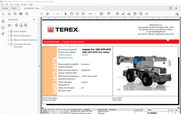 Terex Crane Quadstar 1065 1075 1075 Pneumatic Manual – PDF DOWNLOAD