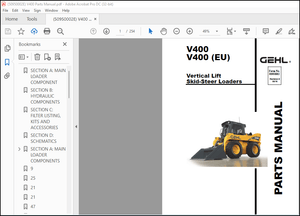 GEHL V400 V400 (EU) Vertical Lift Skid-Steer Loaders PARTS MANUAL(50950002) – PDF DOWNLOAD