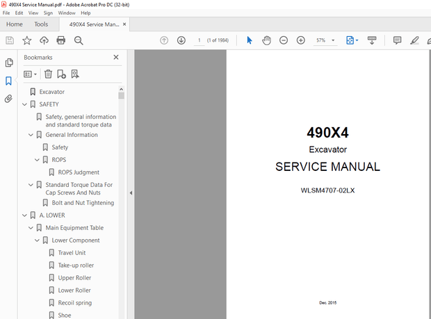 Link-Belt 490X4 Excavator REPAIR WORKSHOP MANUAL WLSM4707-02LX - PDF DOWNLOAD