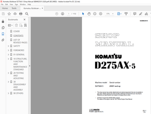 Komatsu D275AX-5 Bulldozer Shop Manual SEBM025515 – PDF DOWNLOAD