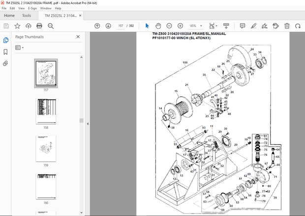 Tadano Crane TM-Z500 31042010020A FRAME/SL, Parts Manual - PDF DOWNLOAD