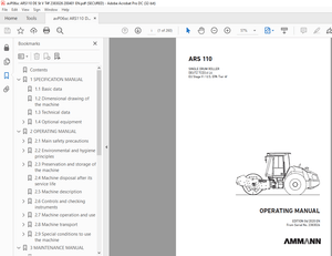 Ammann ARS 110 Single Drum Roller Operating Manual 2383026 - PDF
