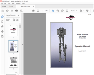 CAT Bucyrus Shaft Jumbo Two Boom Air Jumbo Operator Manual SN 1500171 – PDF DOWNLOAD