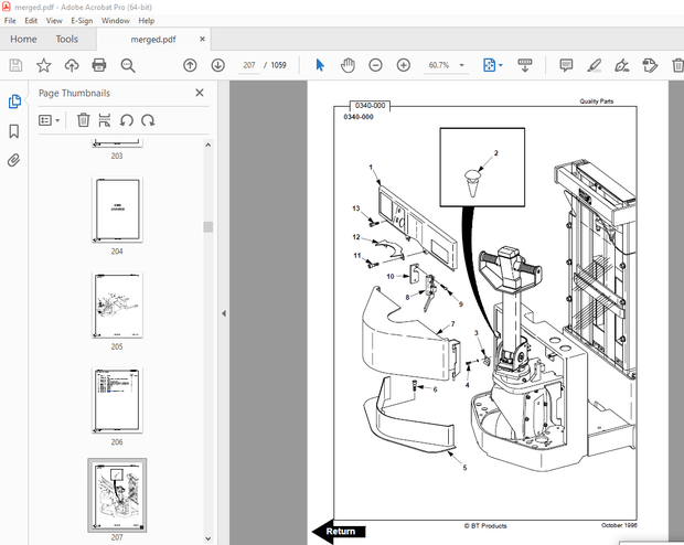 BT Prime-Mover WSX22 WSX30 WSX40 Electric Straddle Stacker Truck Parts Manual - PDF DOWNLOAD 