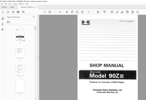 Kawasaki 90ZIII Wheel Loader Cummins LTA10 Engine Shop Manual - PDF DOWNLOAD