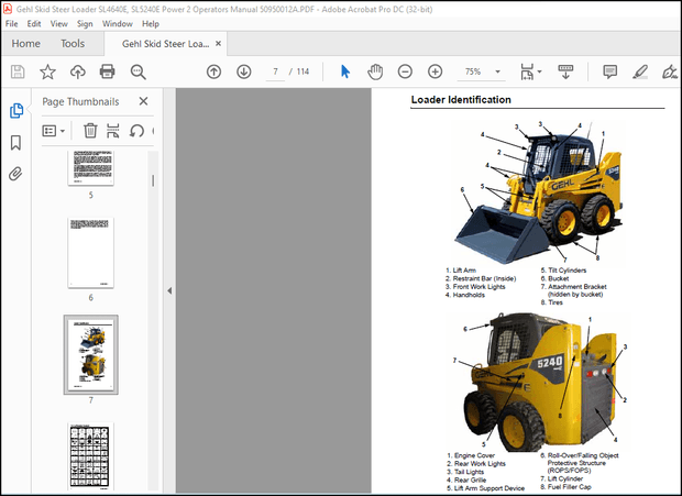 Gehl SL4640E SL4640E (EU) Power2 SL5240E SL5240E (EU) Power2 Skid-Steer Loader Operator’s Manual PDF