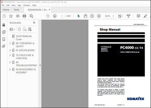 Komatsu HYDRAULIC MINING SHOVEL PC4000-11 T4 Shop Manual(08246-xD-GB-1) – PDF DOWNLOAD