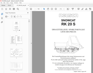 Wacker Neuson RK 20 S Snowcat Ersatzteileliste - PDF DOWNLOAD 