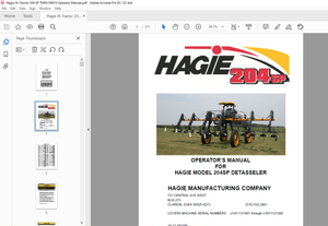 Hagie Hi-Tractor 204SP Detasseler Operator’s Manual 493489 – PDF DOWNLOAD