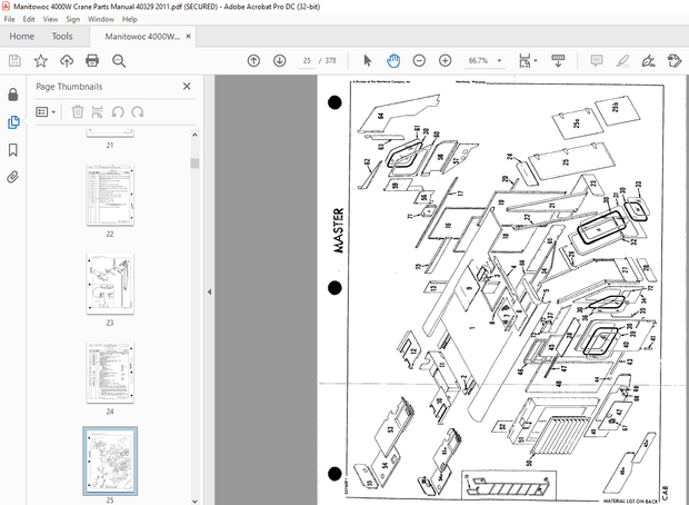 Manitowoc Traditional Crane 4000W Parts Manual SN 40329 – PDF DOWNLOAD