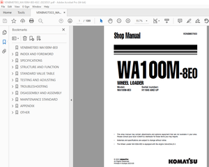 Komatsu WA100M-8E0 Wheel Loader Service Repair Workshop Manual - PDF DOWNLOAD