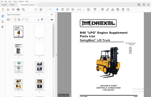 Drexel R40 LPG Engine SwingMast Lift Truck Supplement Parts Manual F-537-0609 – PDF