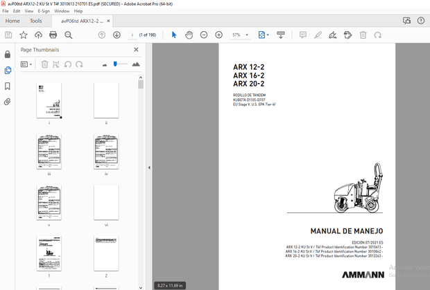 AMMANN ARX 12-2 ARX 16-2 ARX 20-2 RODILLO DE TÁNDEM MANUAL DE MANEJO - PDF