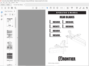 Frontier Rear Blades RB5060 RB5072 RB5084 RB5096 RB5048L RB5060L Operator’s Manual(5TITE511156) 