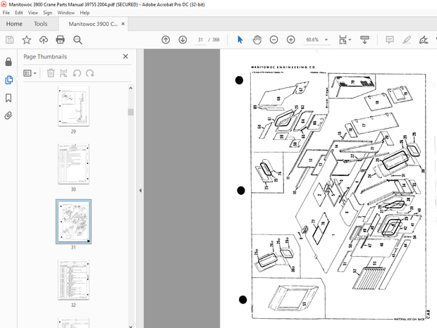 Manitowoc Traditional Crane 3900 Parts Manual SN 39755 PDF