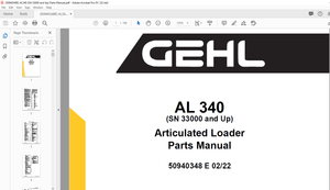 Gehl AL 340 (SN 33000 and Up) Articulated Loader Parts Manual 50940348 – PDF DOWNLOAD