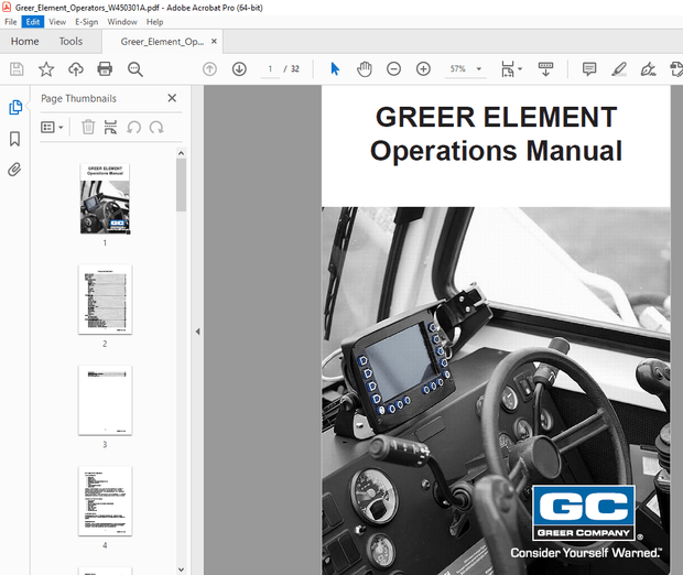 GREER ELEMENT Operation Manual W450301A – PDF DOWNLOAD