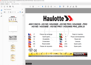 Haulotte HS15E HS4390E-HS15E PRO HS4390E-PRO HS18E HS5390E – HS18E PRO HS5390E Spare parts manual – 