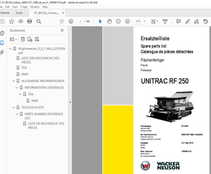 Wacker Neuson UNITRAC RF 250 Paver Excavator Parts Manual 1000081318 - PDF DOWNLOAD 