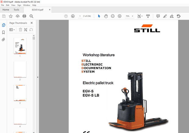Still STED Electric Pallet Truck EGV-S EGV-S LB Workshop Manual – PDF DOWNLOAD