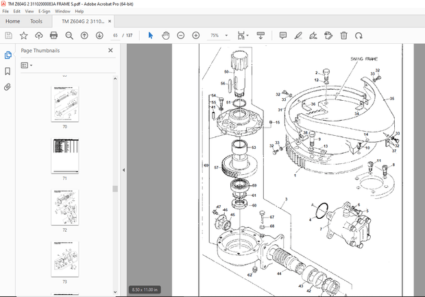 Tadano Crane TM-Z600 31102000083A FRAME/STD,4 SECT.BOOM Parts Manual -  PDF DOWNLOAD