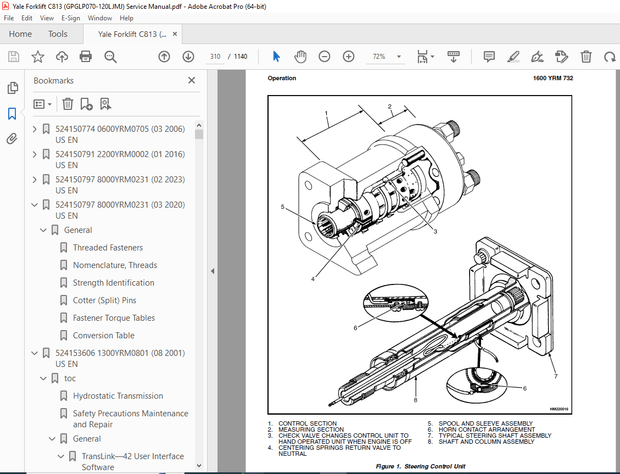 Yale Forklift C813 (GPGLP070-120LJMJ) Service Manual – PDF DOWNLOAD
