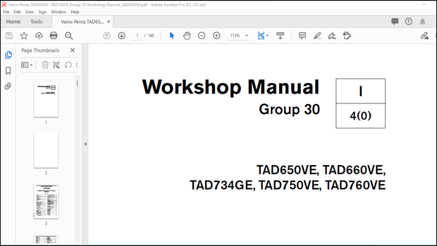 Volvo Penta TAD650VE, TAD660VE, TAD734GE, TAD750VE, TAD760VE Group 30 Woskshop Manual_360026950 PDF