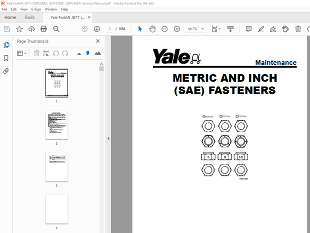 Yale Forklift J877 (GDP300EF, GDP330EF, GDP360EF) Service Manual PDF