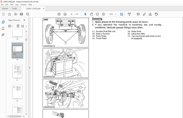 Kubota Tractor L2600 L3000 Workshop Manual – PDF DOWNLOAD