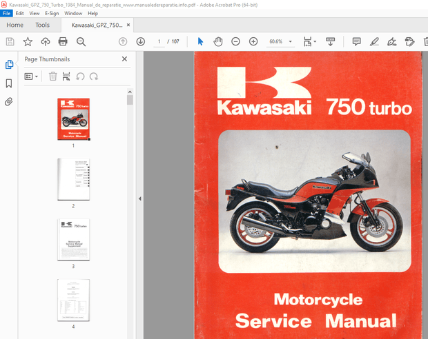 Kawasaki 750 Turbo Motorcycle Service Manual - PDF DOWNLOAD 