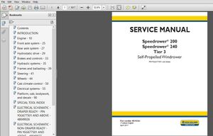 New Holland Speedrower 200 &amp; 240 Tier 3 Self-Propelled Windrower Service Manual (48143361)