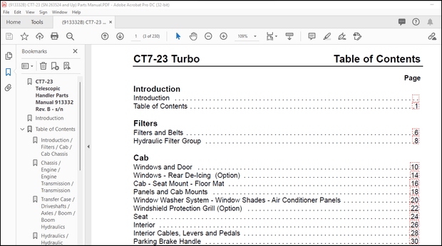 Gehl CT7-23 Turbo Telescopic Handler (Tier III Engine) Parts Manual 913332 – PDF DOWNLOAD