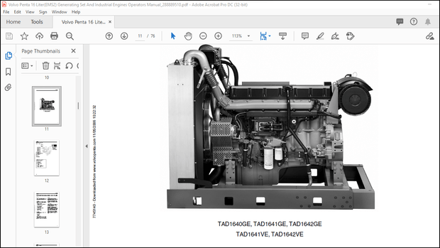 Volvo Penta 16 Liter(EMS 2) Generrating Set And Industrial Engines Operators Manual_288889510 – PDF 