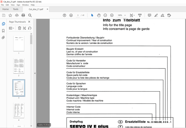 Pottinger Tractor CAT DISC 21 Spare parts list Manual – PDF DOWNLOAD