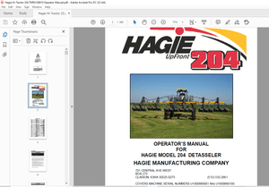 Hagie Hi-Tractor 204 Detasseler Operator’s Manual 493401 – PDF DOWNLOAD