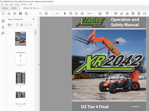 XTREME Telehandler XR2042 DZ Tier 4 Final Operation &amp; Safety Manual PDF